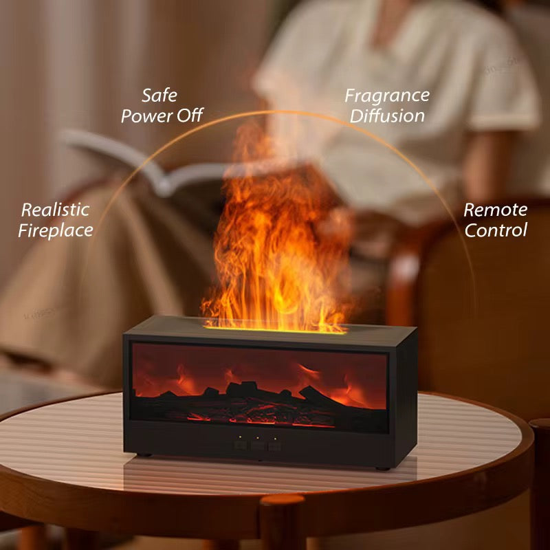 Cheminée Zen™ – Diffuseur d’Huiles Essentielles & Humidificateur Effet Flamme CoolTrucs™