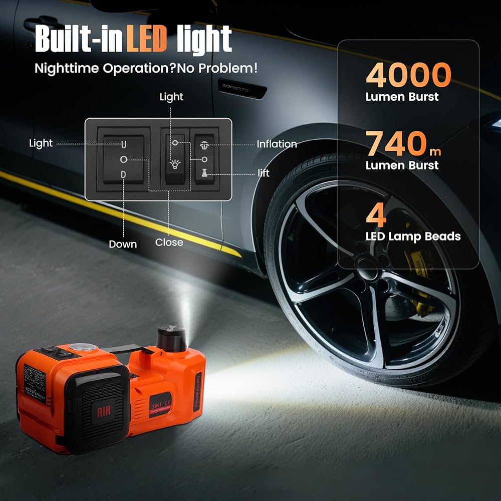 Kit d’Urgence Voiture | Cric Hydraulique Électrique 5T 12V 180W CoolTrucs™