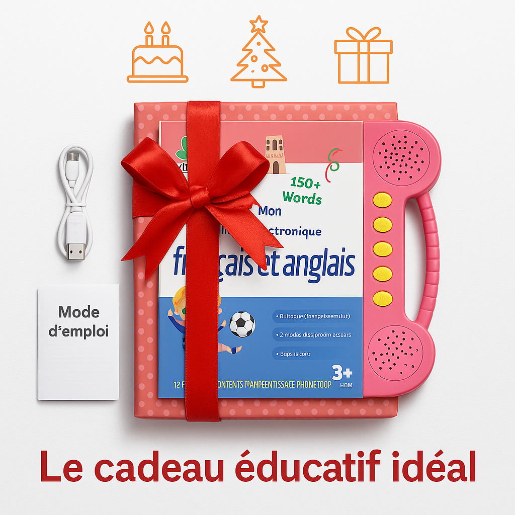 Livre électronique Bilingue Français & Anglais  | +150 mots, comptines et Jeux éducatif | 3ans et Plus CoolTrucs™