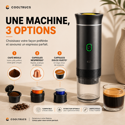☕ Machine à Café Portable CoolCafé™ | Nespresso Compatible CoolTrucs™