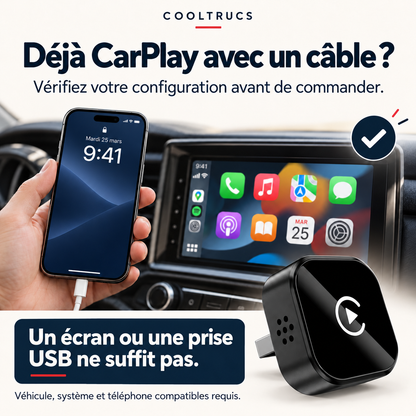 📱 CarPlay Wireless Pro™ — Adaptateur CarPlay & Android Auto Sans Fil CoolTrucs™