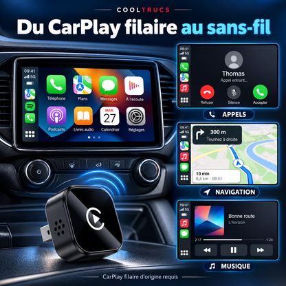 Adaptateur CarPlay & Android Auto Sans Fil CoolTrucs™