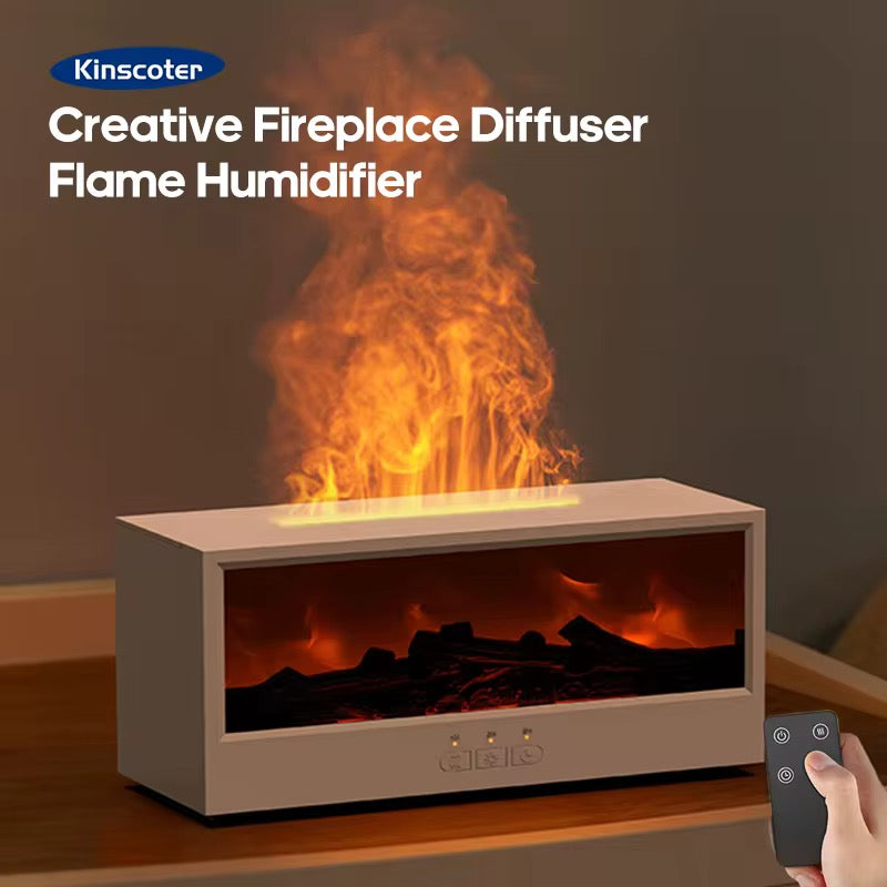 Cheminée Zen™ – Diffuseur d’Huiles Essentielles & Humidificateur Effet Flamme CoolTrucs™