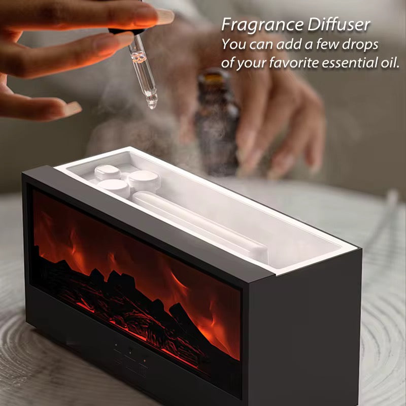 Cheminée Zen™ – Diffuseur d’Huiles Essentielles & Humidificateur Effet Flamme CoolTrucs™