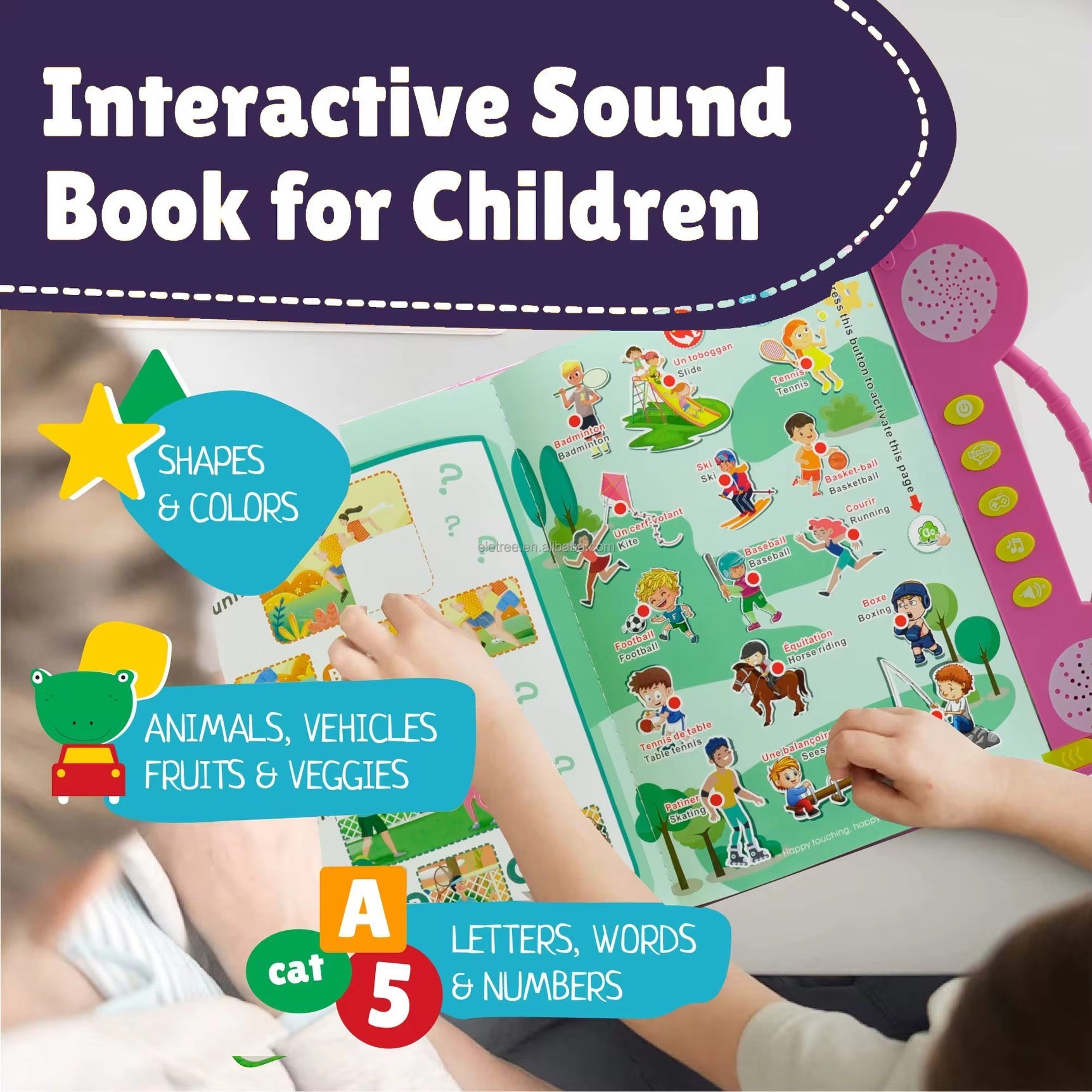 Livre électronique Bilingue Français & Anglais  | +150 mots, comptines et Jeux éducatif | 3ans et Plus CoolTrucs™