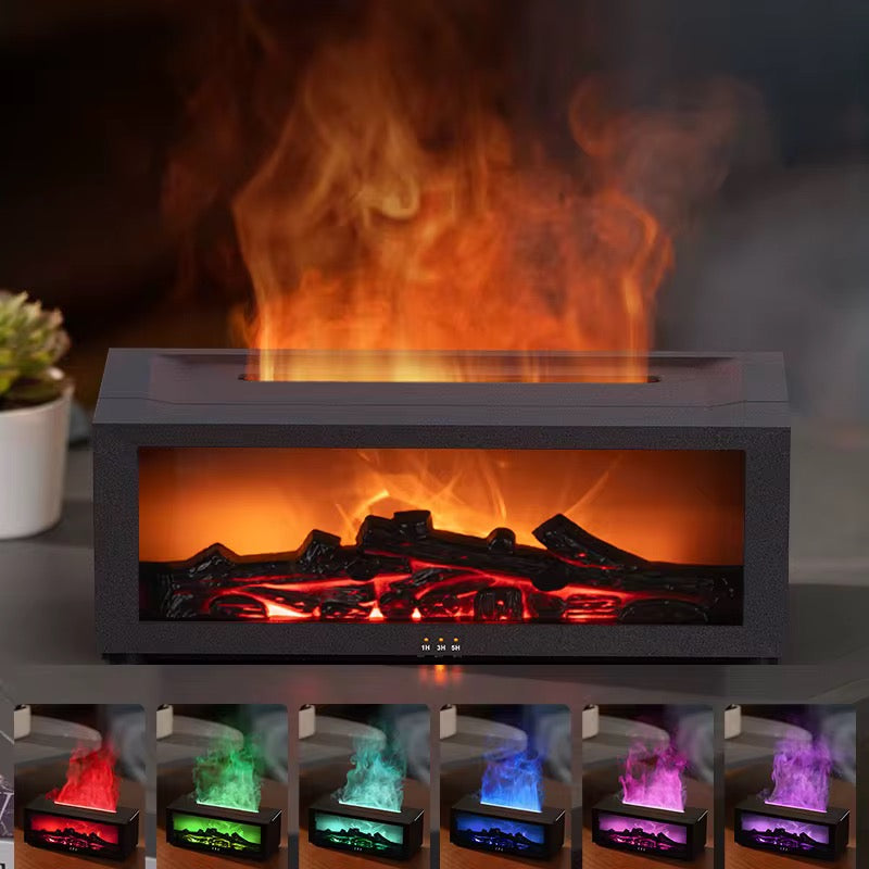 Cheminée Zen™ – Diffuseur d’Huiles Essentielles & Humidificateur Effet Flamme CoolTrucs™