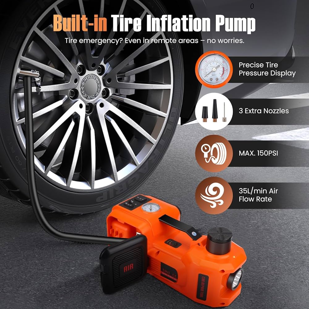 Kit d’Urgence Voiture | Cric Hydraulique Électrique 5T 12V 180W CoolTrucs™