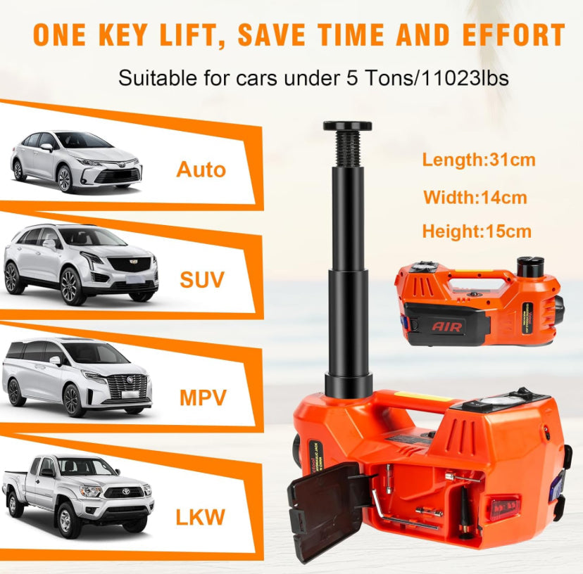 Kit d’Urgence Voiture | Cric Hydraulique Électrique 5T 12V 180W CoolTrucs™