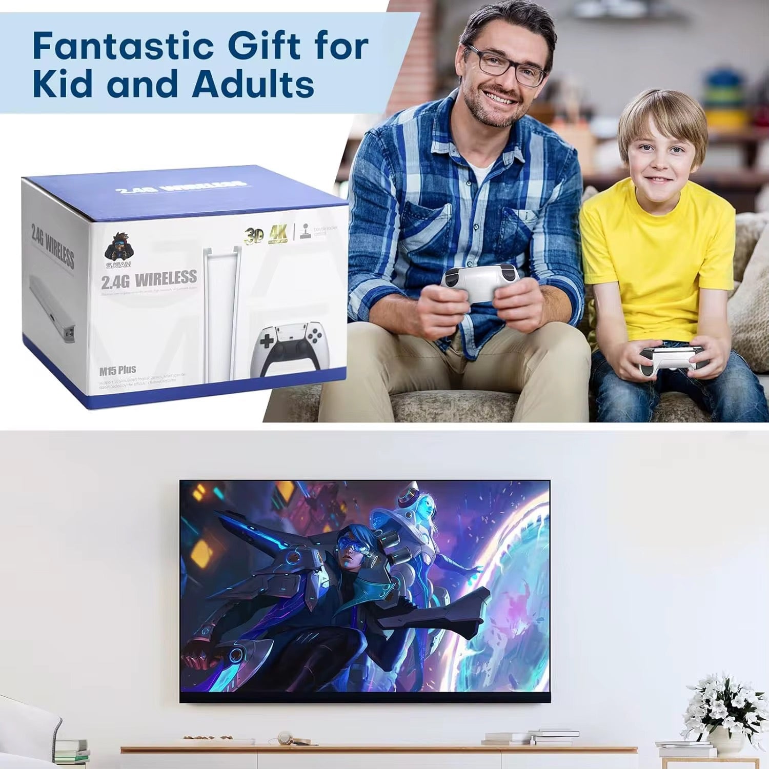 GameStick Retro™ - 20.000 Jeux Classiques | 2 Manettes Incluses CoolTrucs™