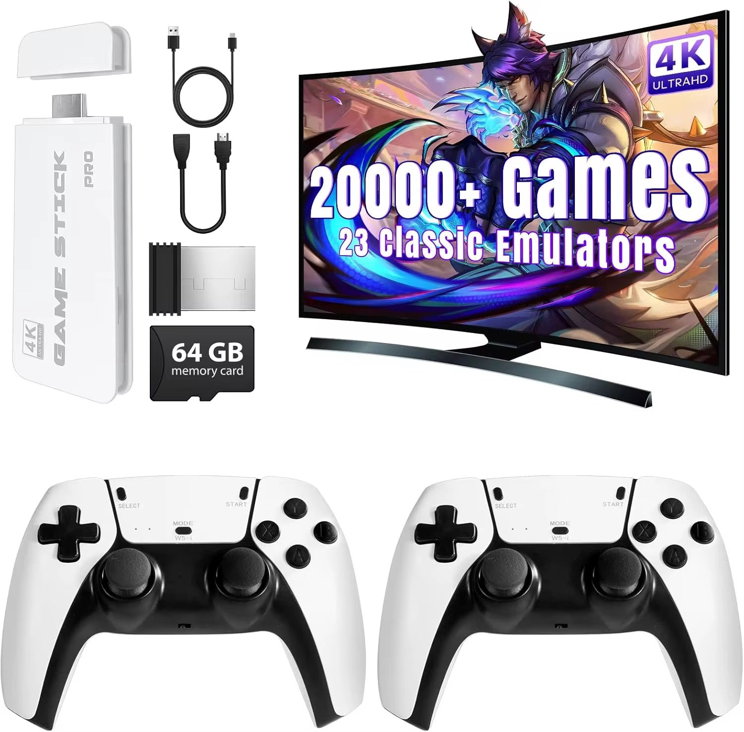 GameStick Retro™ - 20.000 Jeux Classiques | 2 Manettes Incluses CoolTrucs™