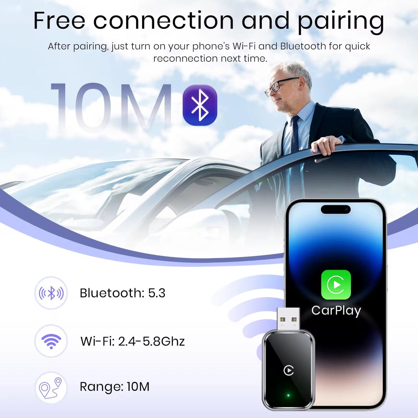 CarPlay Wireless Pro™ | Adaptateur CarPlay & Android Auto sans Fil CoolTrucs™
